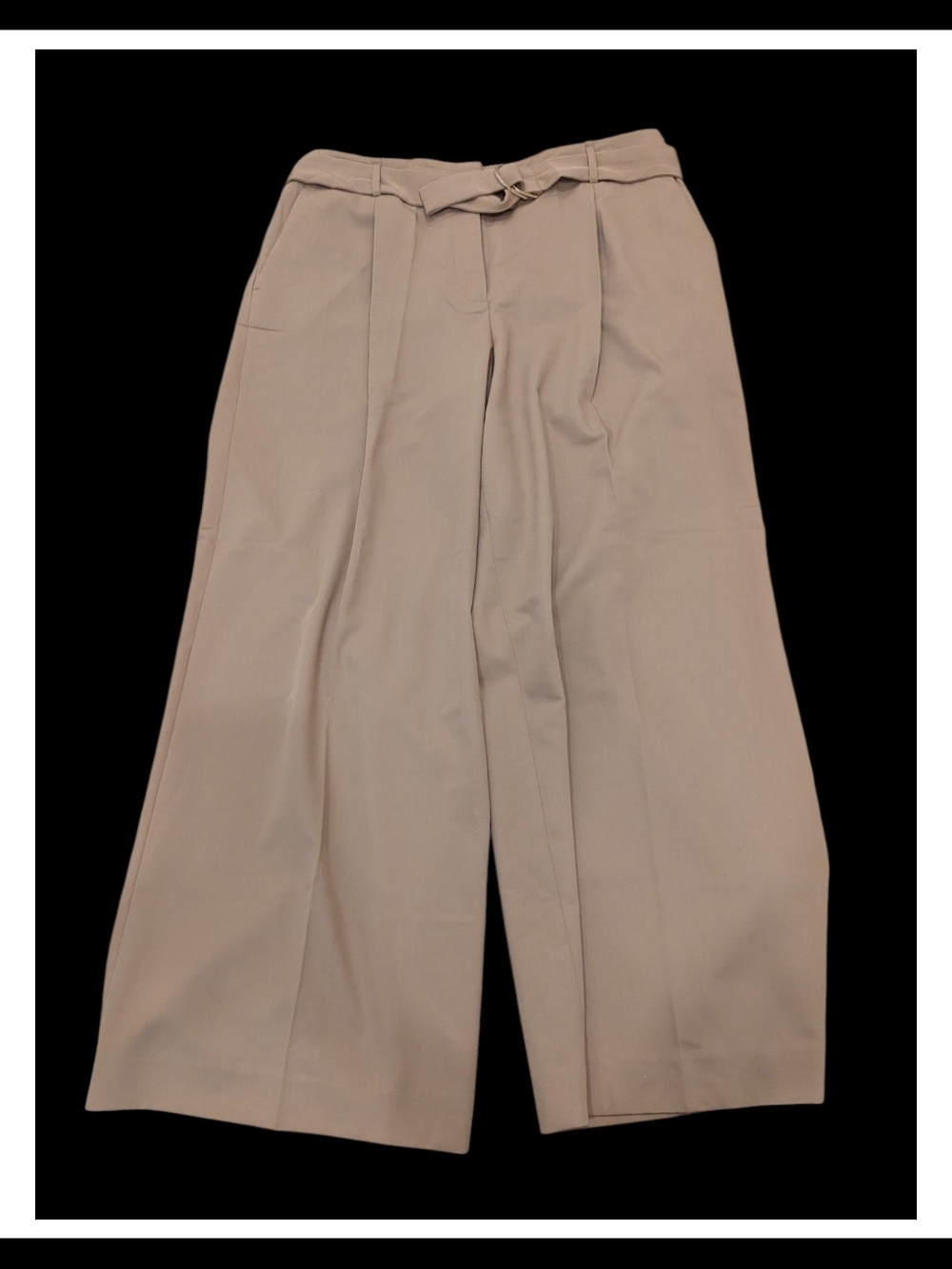 Ann Taylor Wide-Leg Belted Trousers in Light Taupe